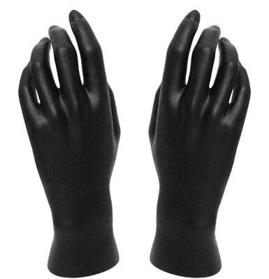 DISPLAYIMPORTER MN-HandsF PAIR OF BLACK LEFT & RIGHT Female Mannequin Hands w/ Connection Plate