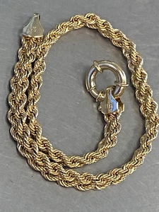 LXJ 14K Yellow Gold Solid Fancy Wheat Style Bracelet Rope. Turkey 7.5" - Picture 1 of 10