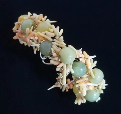 Brazalete Brazalete Artesano Rama Coral Verde Aventurina Plata Esterlina De Colección Foto 1 de 4