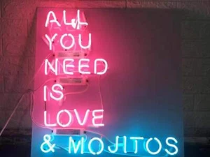 24"x20"All You Need Is Love & Mojitos Leuchtreklame Licht Zuhause Zimmer Wandbehang - Bild 1 von 1