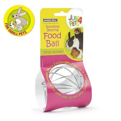 SMALL ANIMAL FOOD BALL - Ancol Just 4 Pets Exercise Feeding Toy Rabbit Guinea
