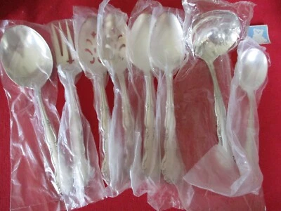 (8) piezas para servir Rogers plateadas de 1881, coqueteo 1959 nuevo con etiquetas #EB Foto 1 de 4