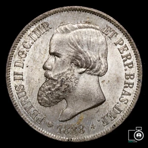 Brasil Brazil, 2000 Reis 1888 UNC grade, Silver coin - Picture 1 of 2