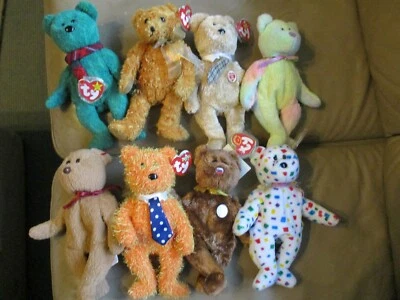 8 TY BEANIE BABIES ORIGINAL BEAR PAPPA DAD-e CURLY CHAMPION WALLACE GROOVY TEDDY - Image 1 of 4