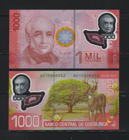 COSTA RICA 1000 Colones 2013 (2017), P-274b, Polymer, New Signatures, UNC Cover