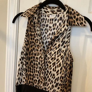 Cache Women Leopard Brown & Black Sleeveless Sexy Dress Sz 4 Small - Picture 1 of 11