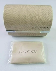 JIMMY CHOO MOTIVO LUCERTOLA BEIGE PICCOLA CUSTODIA PIEGHEVOLE PER OCCHIALI DA SOLE CON PANNO PER PULIZIA - Foto 1 di 9