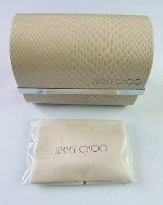 JIMMY CHOO BEIGE PATRÓN LAGARTO PEQUEÑO ESTUCHE PLEGABLE PARA GAFAS DE SOL CON PAÑO DE LIMPIEZA  Foto 1 de 4