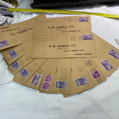 (13) Sobres grandes de piano vintage W.W. Kimball Co Kimball Hall años 40’s con sellos Foto 1 de 4