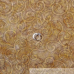 BonEful Fabric FQ Cotton Quilt VTG Brown Gold BATIK Black Dot Swirl Scroll Tonal - Picture 1 of 12