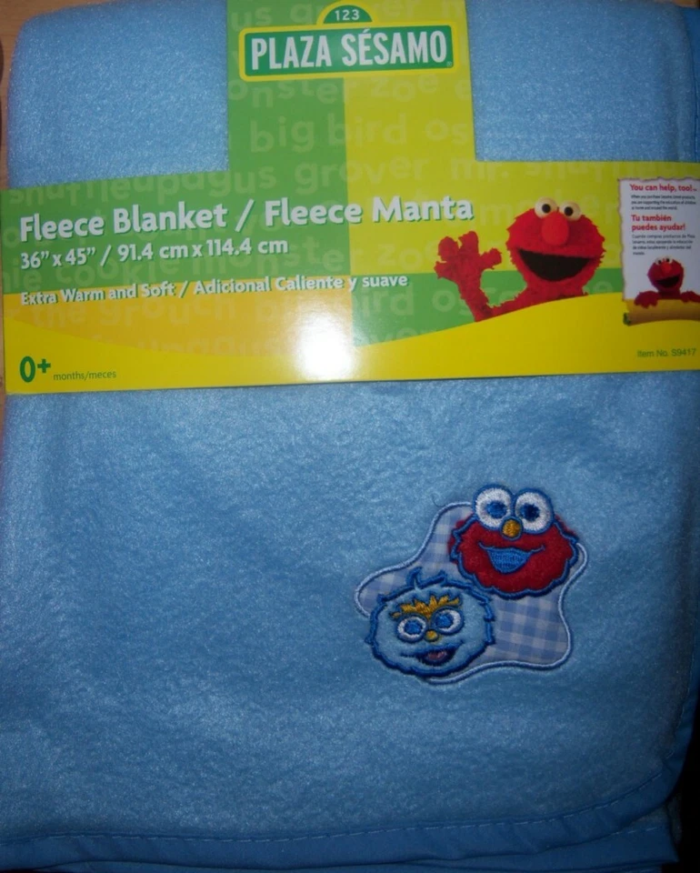 NEW SESAME STREET FLEECE BLANKET, Baby Shower, Elmo, Cookie Monster - Image 1 of 1