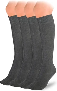 Knee High Cotton Socks for Girls Boys and Toddlers, Solid Color Long School Unif - Picture 1 of 12