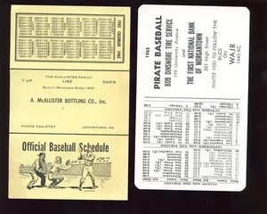 1965 Pittsburgh Pirates Schedules 2 Different EXMT/NRMT - Picture 1 of 2