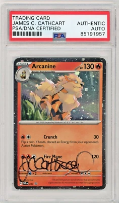 PSA Signed James Carter Cathcart Pokemon TCG Arcanine SV Promos 011 Holo Rare - Image 1 of 2