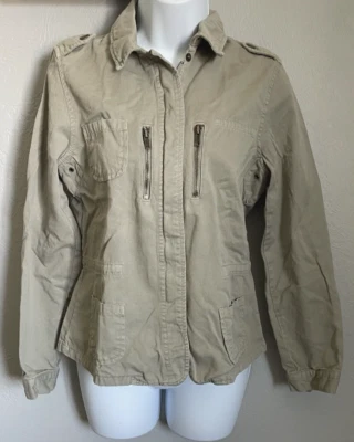 Chaqueta de mezclilla Caribbean Joe estilo safari verde salvia manga larga para mujer talla pequeña Foto 1 de 4