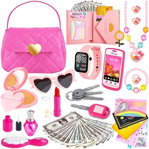 Kids Play Purse for Little Girls Toddlers, Toy Purse with Accessories, Wallet, F - Picture 1 of 12