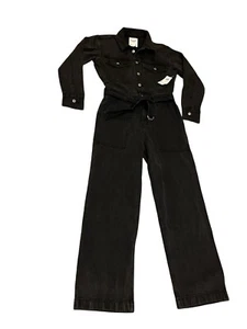 NWT Abercrombie & Fitch Boilersuit Jumpsuit Coverall Denim Washed Black Sz SP - Picture 1 of 8