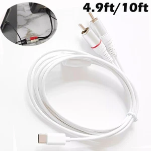 White 5ft / 10ft USB Type C to 2 RCA Jack Converter Cable for ipad pro, galaxy - Picture 1 of 8