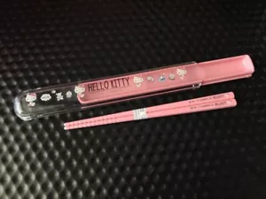SANRIO HELLO KITTY CUTE PINK PLASTIC CHOPSTICK WITH CASE OSK HS-11 - Picture 1 of 4