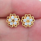 18K Yellow Gold Filled Fashion Clear Topaz Lovely Flower Stud Earrings Jewelry