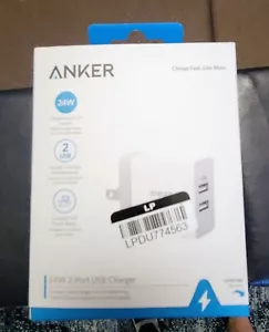 Anker Power Port 24W COMPACT WALL CHARGER 2-USB Ports FOLDABLE Fast Charging - Picture 1 of 3