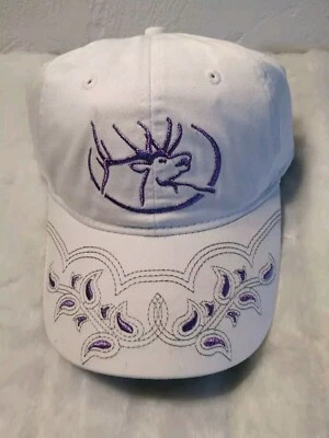 NUEVO•RMEF•Base Rocky Mountain Elk• Gorra•Mujer•Blanco Foto 1 de 4