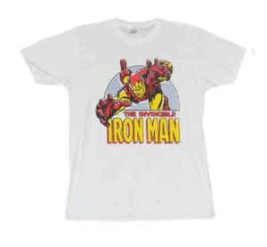 Mighty Fine Men's Iron Man Swoop Graphic T-Shirt White Size Large - Picture 1 of 3