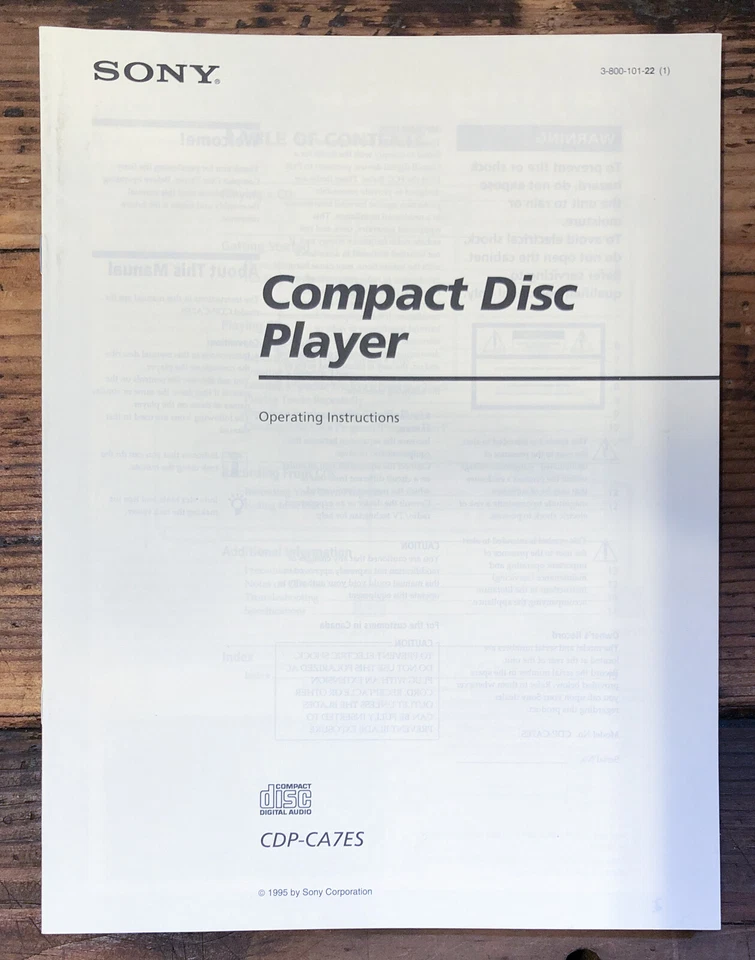 Sony CDP-CA7ES CD-плеер владелец / руководство пользователя * оригинал * - Изображение 1 из 1