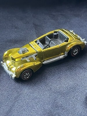 1970 RARE Hot Wheels CLASSIC CORD USA Redline Spectraflame GOLD Yellow No Roof - Image 1 of 4