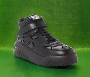 NEW Versace 'odissea' sneakers with cut-outs BLACK PALLADIUM Size 44/11 - Picture 1 of 12