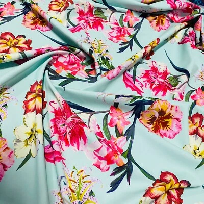 Spandex Fabric Spring Flowes Print Nylon 4-Way Stretch Swimsuit By the Yard - Image 1 of 4