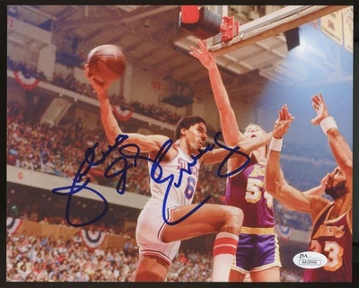 Foto autografiada firmada por Julius Erving "Dr. J" 8x10 JSA Foto 1 de 2