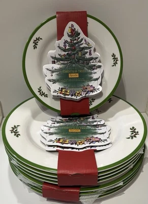 Spode Christmas Tree Melamine Dinner Plates, Set of 8  + 4 Salad Plates - Image 1 of 4