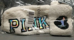 NUEVO Victoria's Secret ROSA Blanco Sherpa Medias Navidad Holográficas Love Dog - Imagen 1 de 5