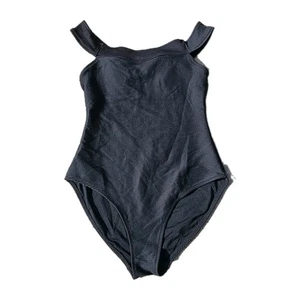 Old Navy Pucker Boat Neck Textured Stripe One-Piece Swimsuit Black Sz L - Picture 1 of 5