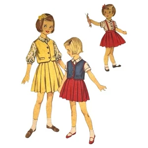 VTG 1959 Simplicity Sewing Pattern Childs Size 2 Pleated Skirt Blouse Vest #3287 - Picture 1 of 6