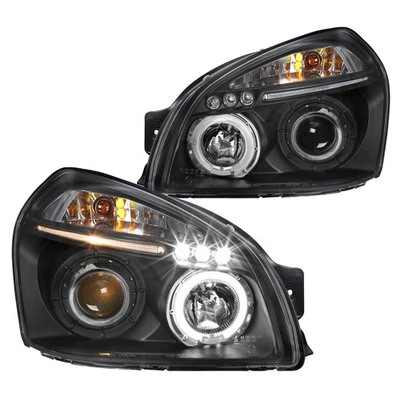 Black Fits 2005-2009 Hyundai Tucson Led Halo Projector Headlights Left+Right Foto 1 de 4
