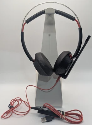 Plantronics Poly C5220T USB-A Headset: Boom Mic + Control Adapter Tested Cleaned - Image 1 of 4