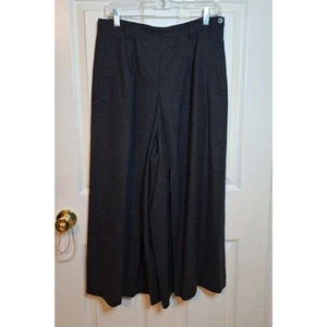 Pantaloni eleganti Talbots vintage anni 90 grigio scuro lana gamba larga culotte plissettati taglia 12 - Foto 1 di 13