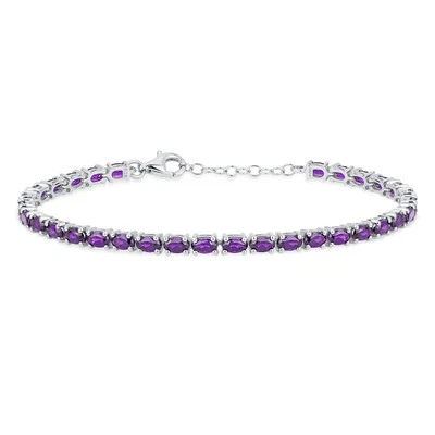 Natural Purple Amethyst Tennis Bracelet in Sterling Silver February Birthstone - Image 1 of 4