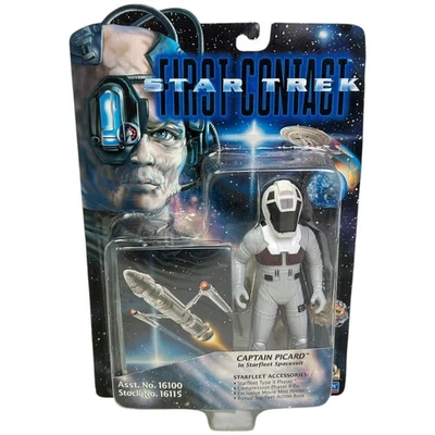 Figura Star Trek Primer Contacto Capitán Picard Flota Estelar Traje Espacial 1996 Sellado Foto 1 de 4