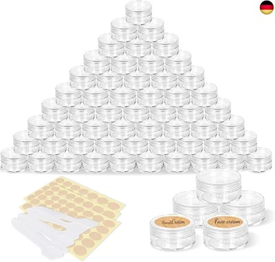 MARKE OKALABANDEE 60 Stück 5g Döschen, Transparent Cremedose Leer Tiegel, Transparent Kosmetik D