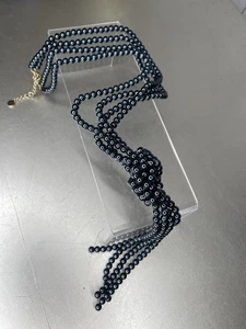 Charter Club BLUE BEAD PEARL IMITATION GOLD-TONE KNOTTED LARIAT Necklace - Picture 1 of 4
