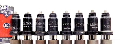 8 bonitos tubos de vacío revestidos de metal 6K7 marcas mixtas vintage probadas.......... ¡1 dinero! Foto 1 de 3