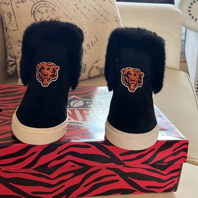Botas NFL Chicago BEAR'S Para Mujer Sin Cordones Cuña Piel Sintética Botín Zapatos 7 Foto 1 de 4