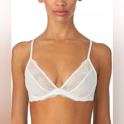 DKNY DK7442 Wave Lace Unlined Bra 38D Snow NWT - Image 1 of 3