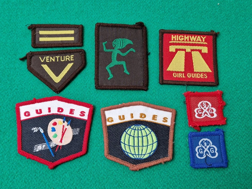 Job Lot Bundle of  8 Vintage 1990s UK Girl Guides Skill Stage Sew on Patches - Image 1 of 2