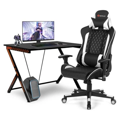 Chair & Gaming Desk Set 46" Racing Style Desk w/ Massage Reclining Swivel Chair - Image 1 of 4