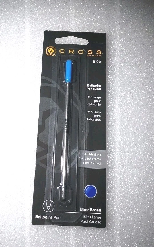 Recarga de bolígrafo azul ancho tinta de archivo cruz EST 1846 EE. UU. 8100 Foto 1 de 4