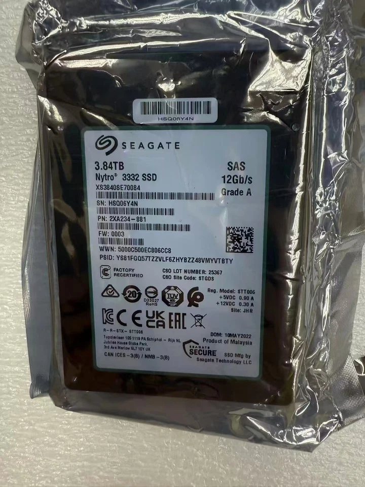 Seagate XS3840SE70084 2XA234-881 3.84TB Nytro 3332 SAS 12Gb/s Solid State Drive - Image 1 of 1
